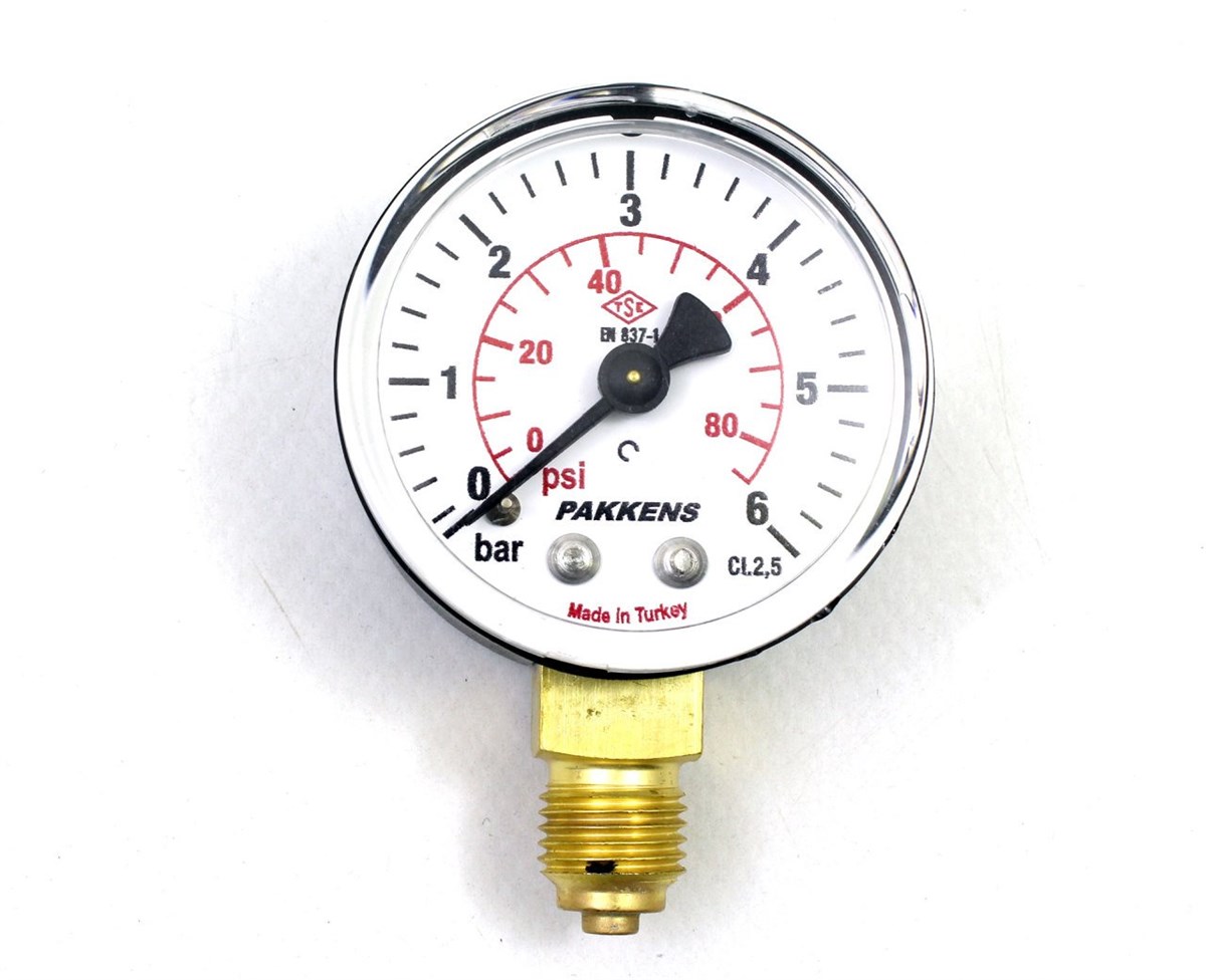 Pakkens Çap 63 0/6 Bar Kuru Tip Basınç Ölçer, Manometre, Basınç Göstergesi 1/4''