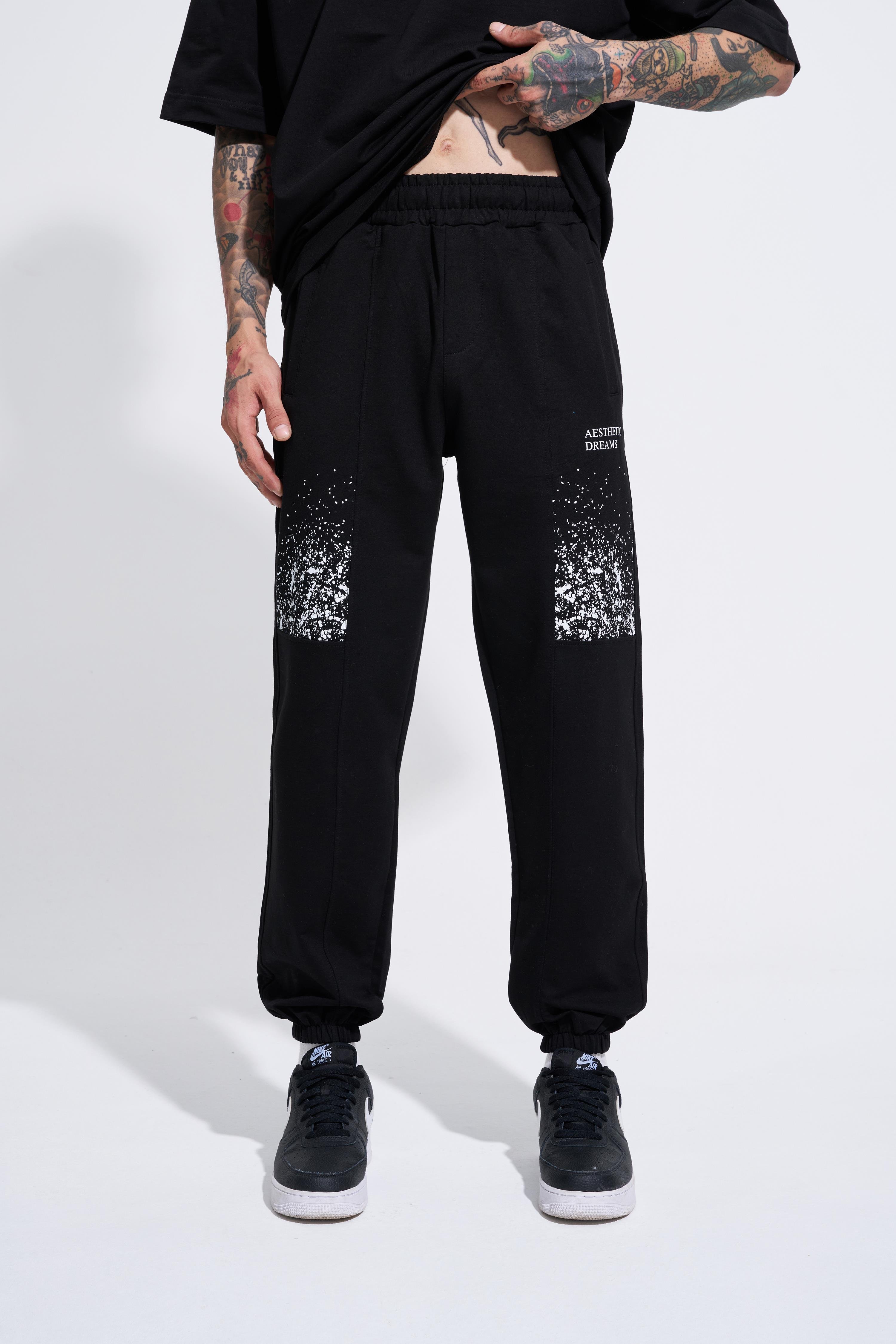 Erkek Aesthetic Dreams Baskılı Relaxed Jogger Siyah Eşofman Altı