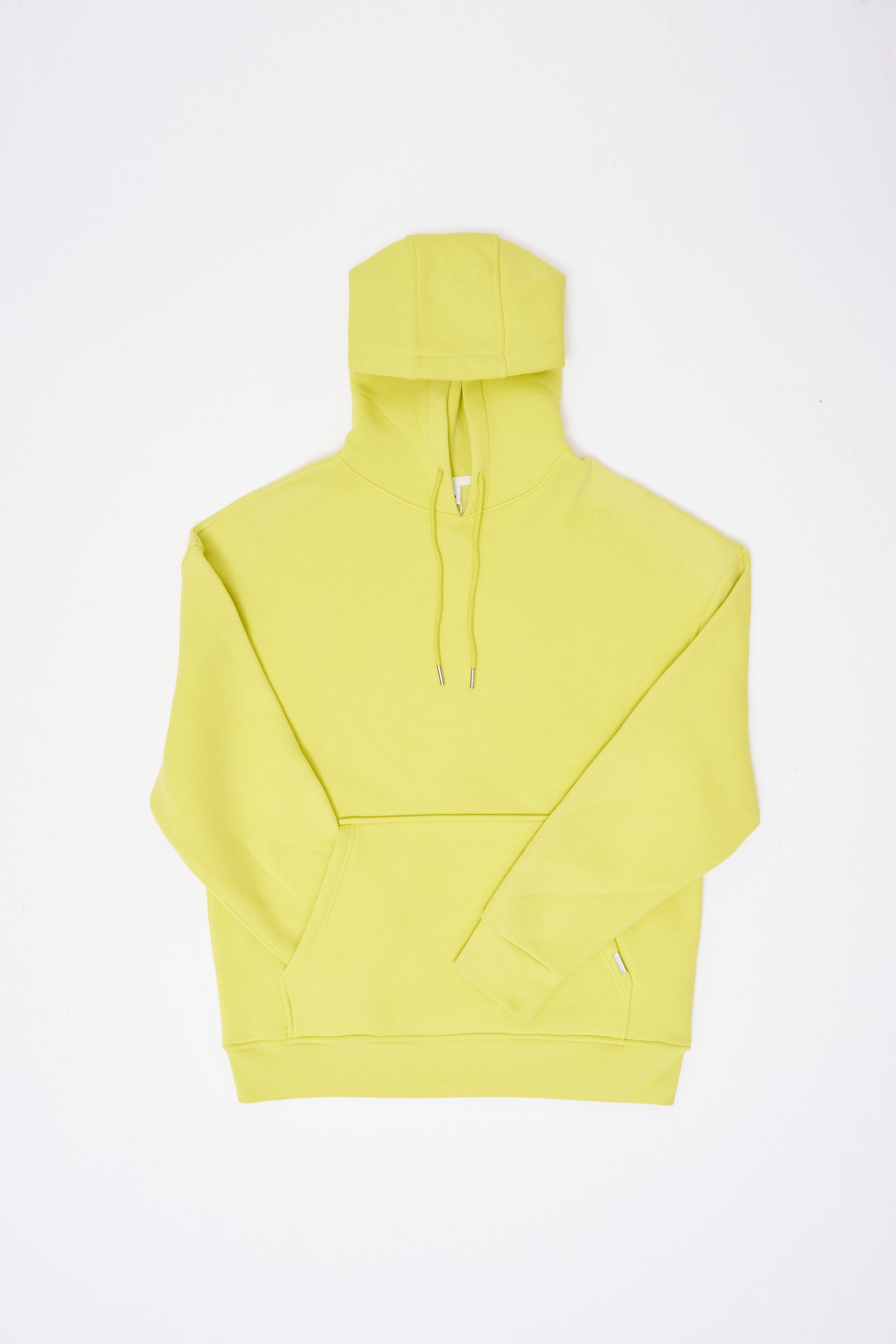 Erkek Basic Kapüşonlu Oversize Neo Yeşili Sweatshirt