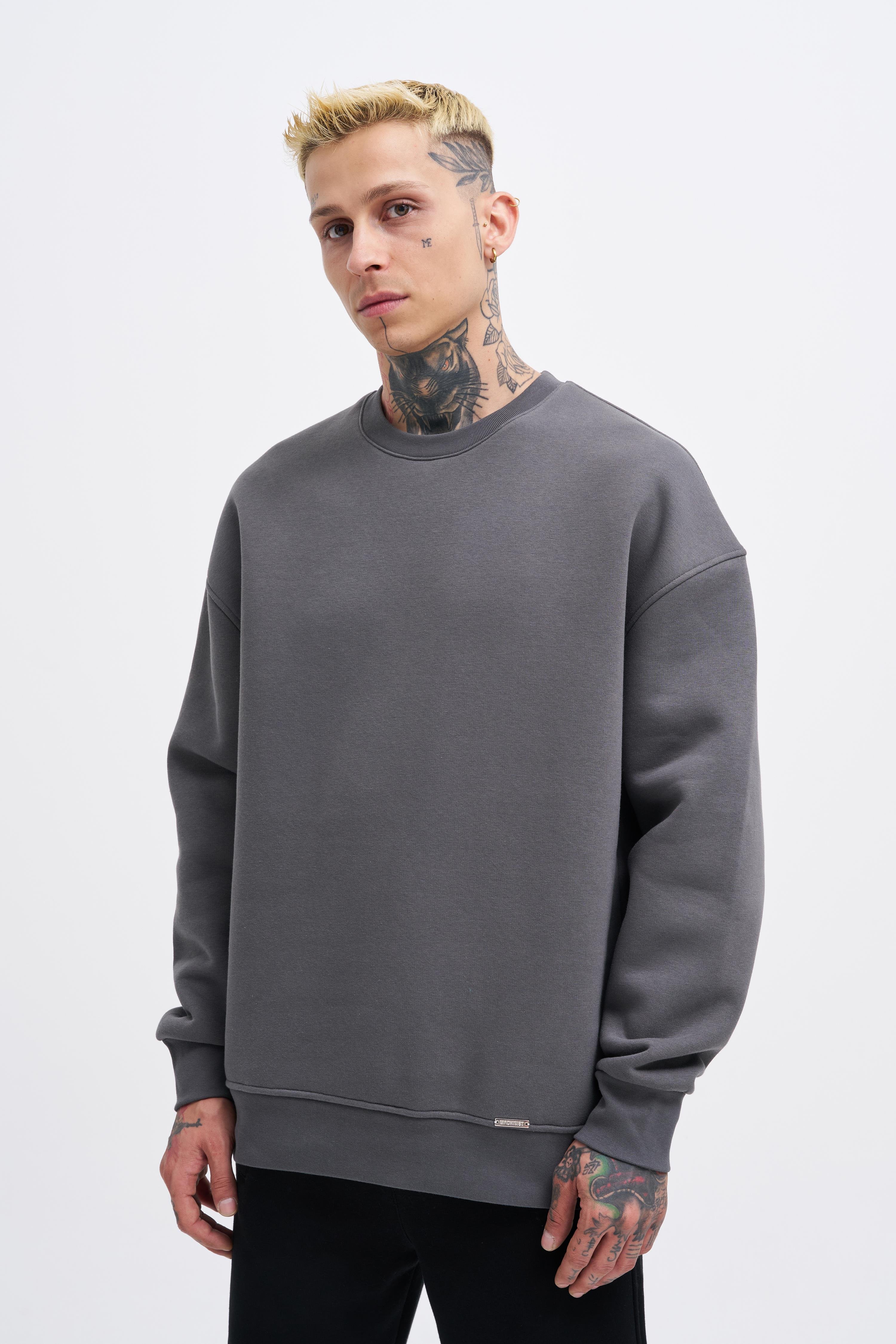 Erkek Basic Oversize Antrasit Sweatshirt 