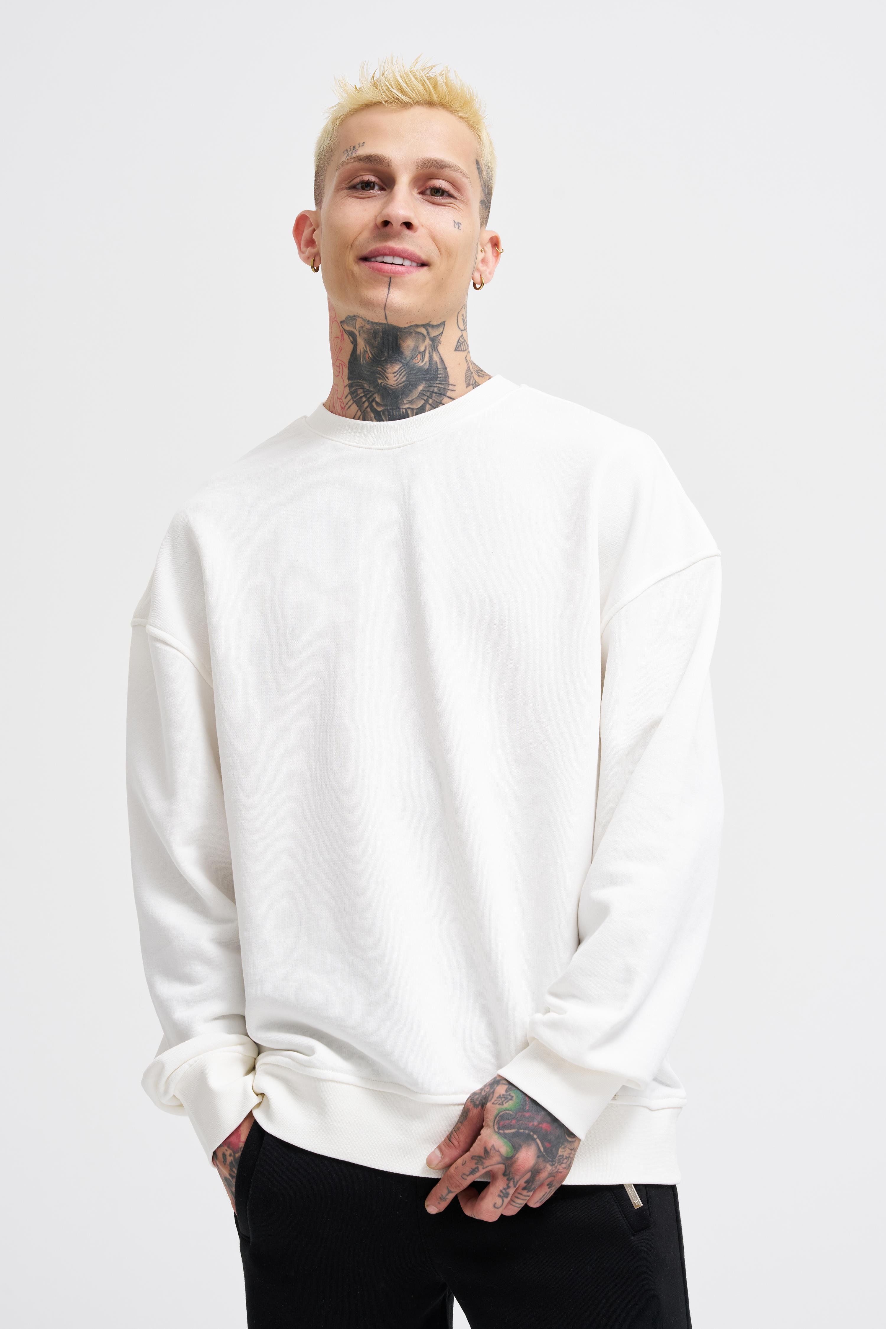 Erkek Basic Oversize Ekru Sweatshirt