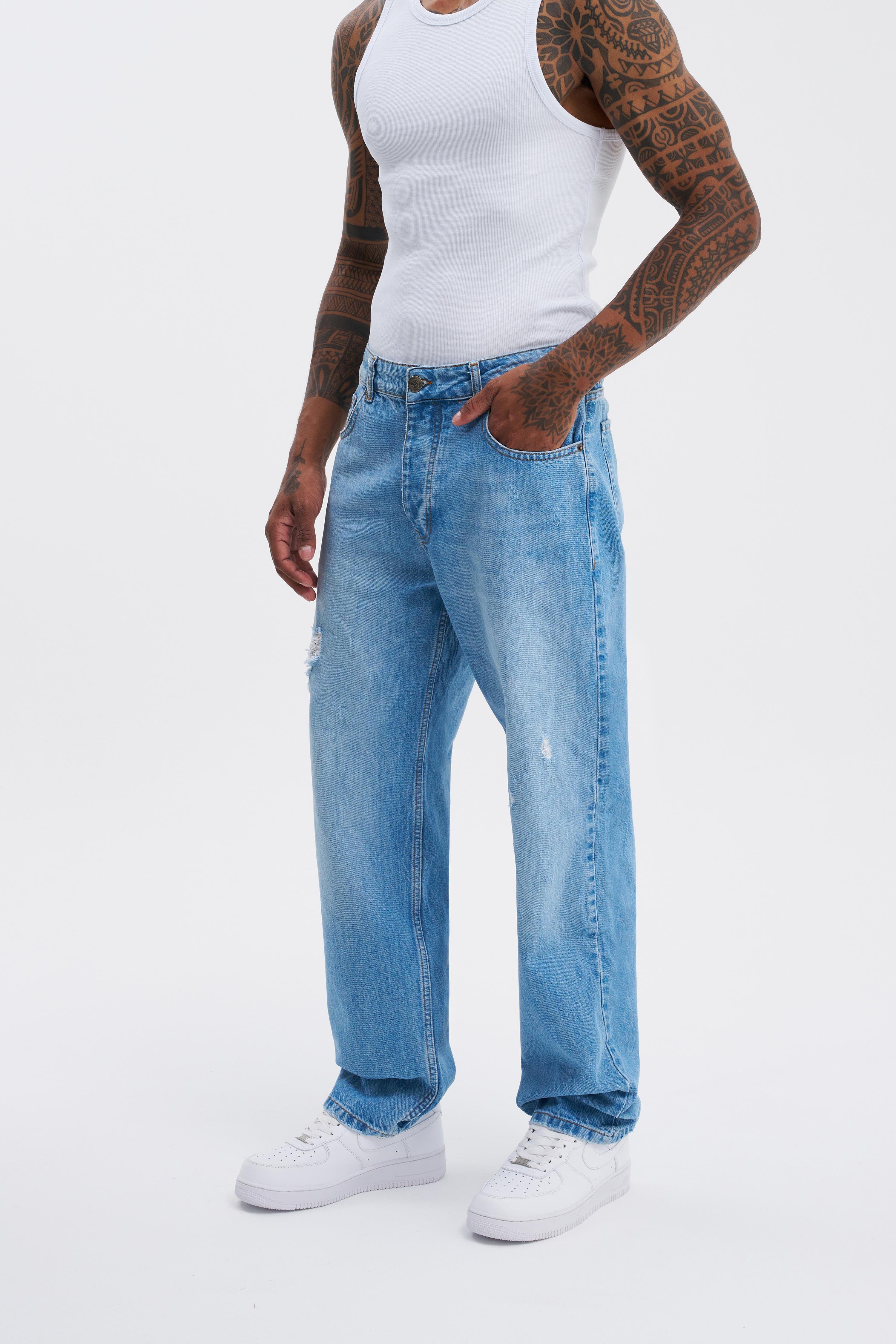 Erkek Oversize Baggy Açık Mavi Jean