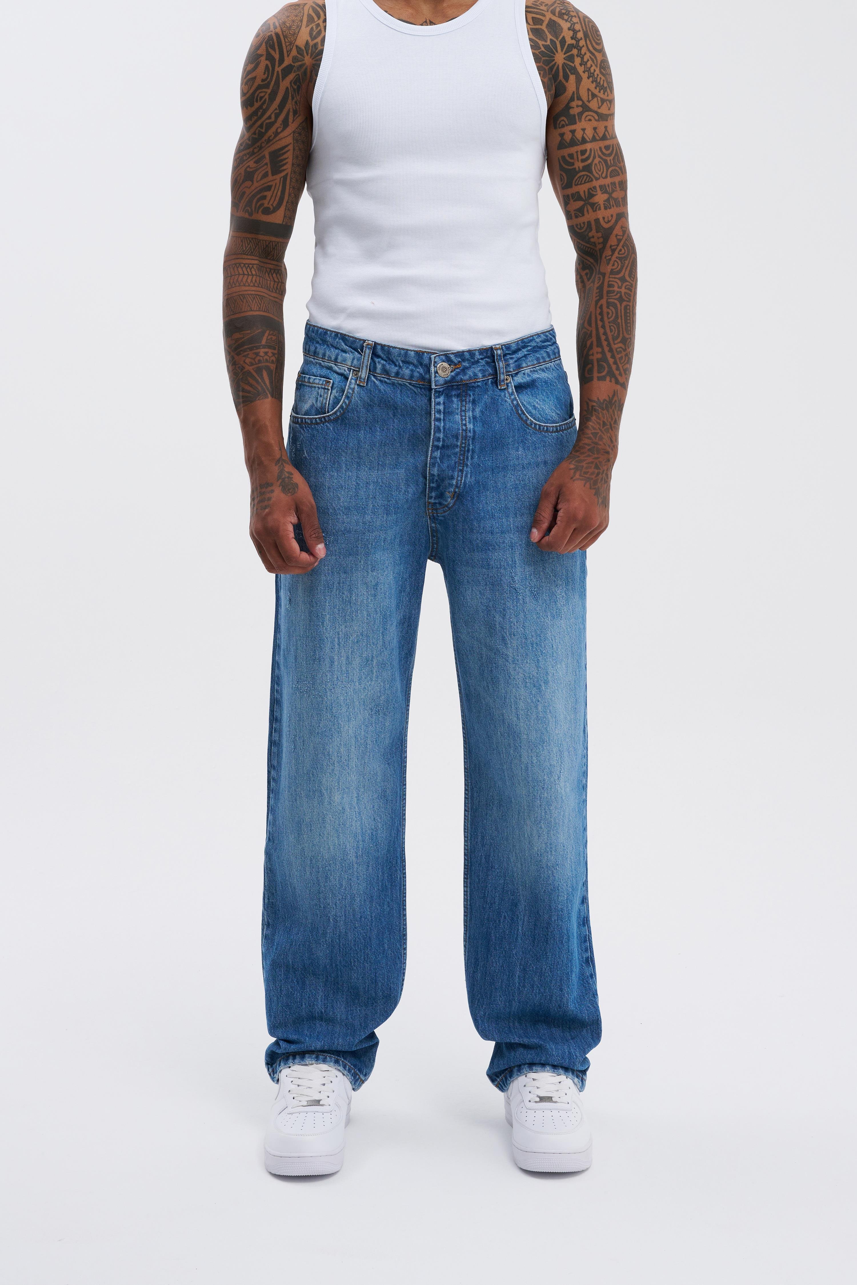 Erkek Oversize Baggy Blue Jean