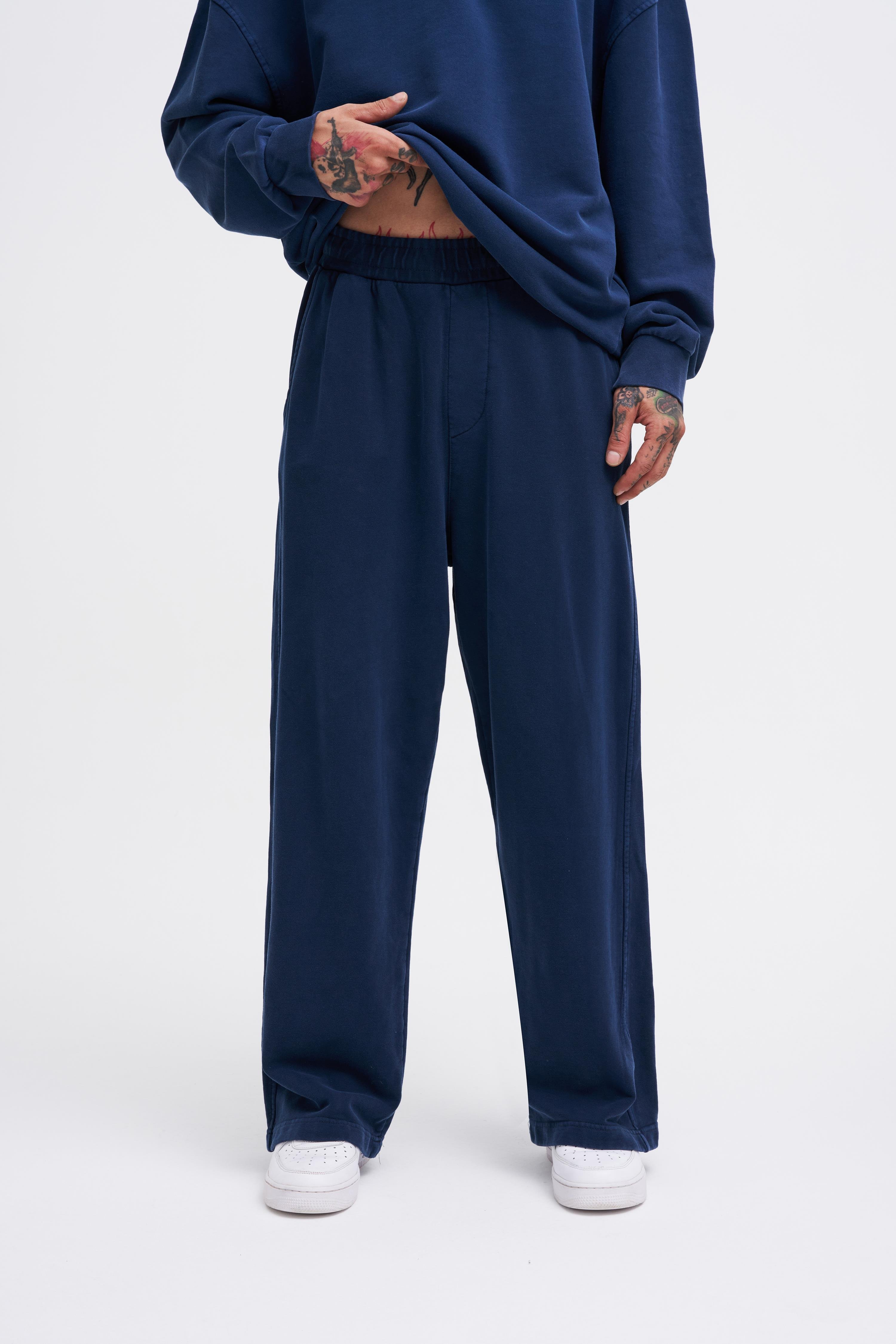 Erkek Yıkamalı Basic Baggy Lacivert Eşofman Altı