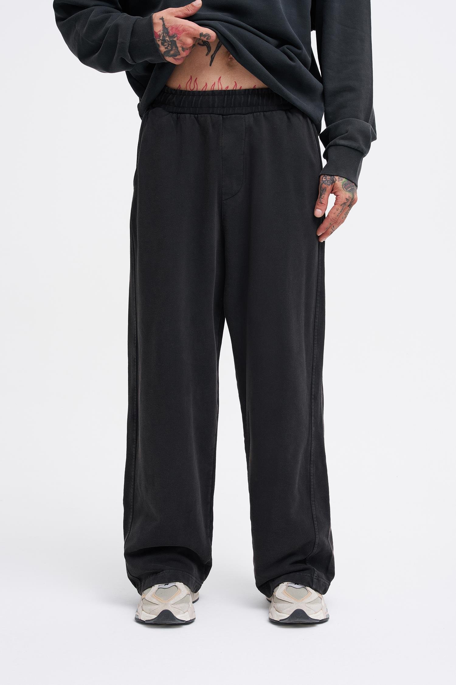 Erkek Yıkamalı Basic Baggy Siyah Eşofman Altı