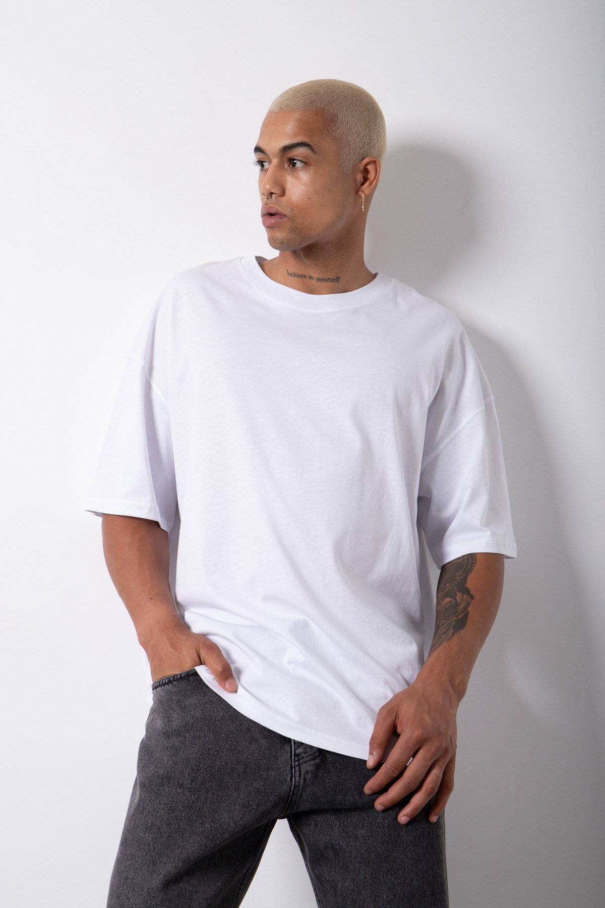 Old Scholl Basic Beyaz Oversize  T-Shirt