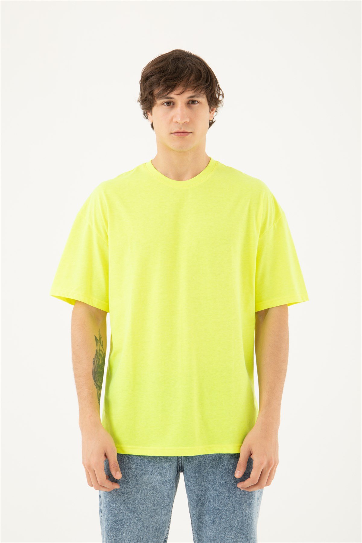 Old Scholl Basic Oversize  T-Shirt-NEON YESIL