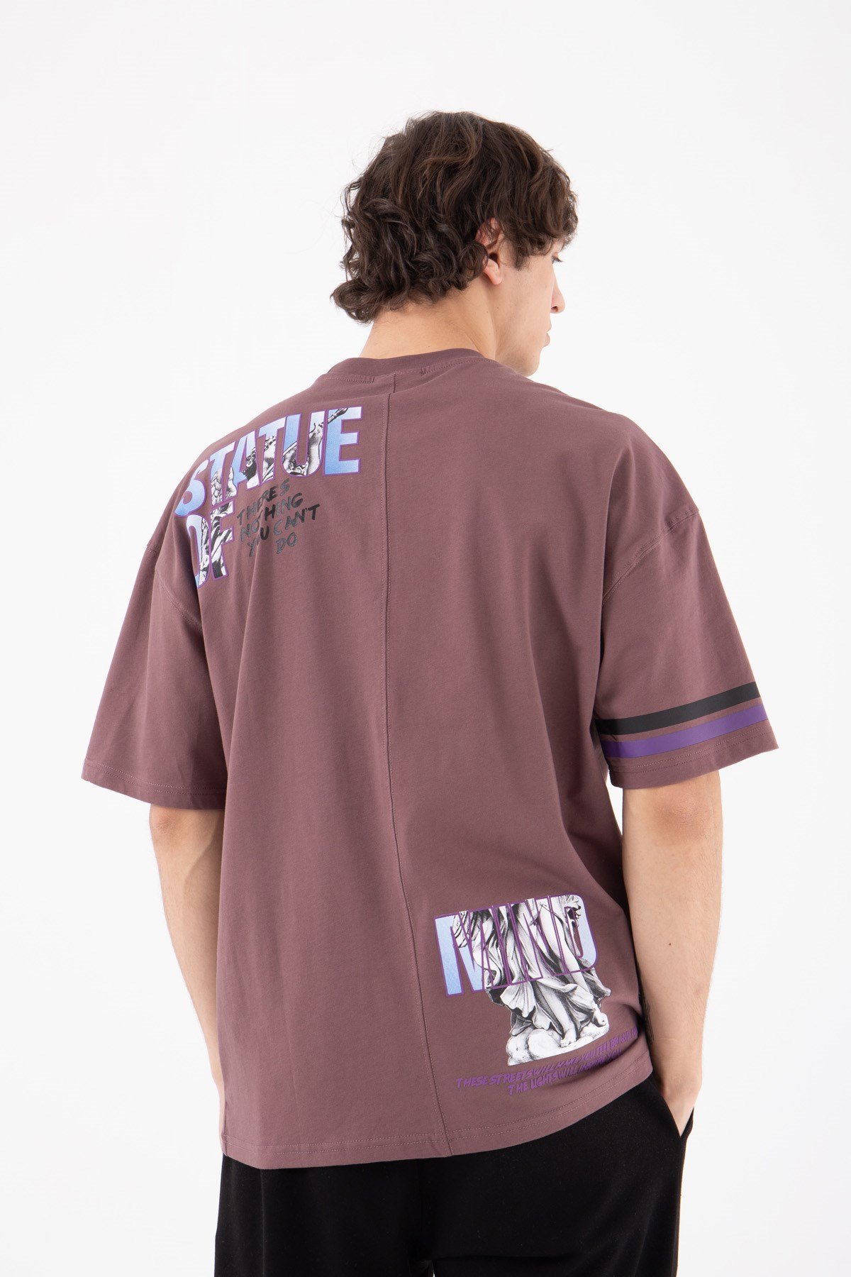 Oversize Statue Of Baskılı Pamuklu T-Shirt MÜRDÜM