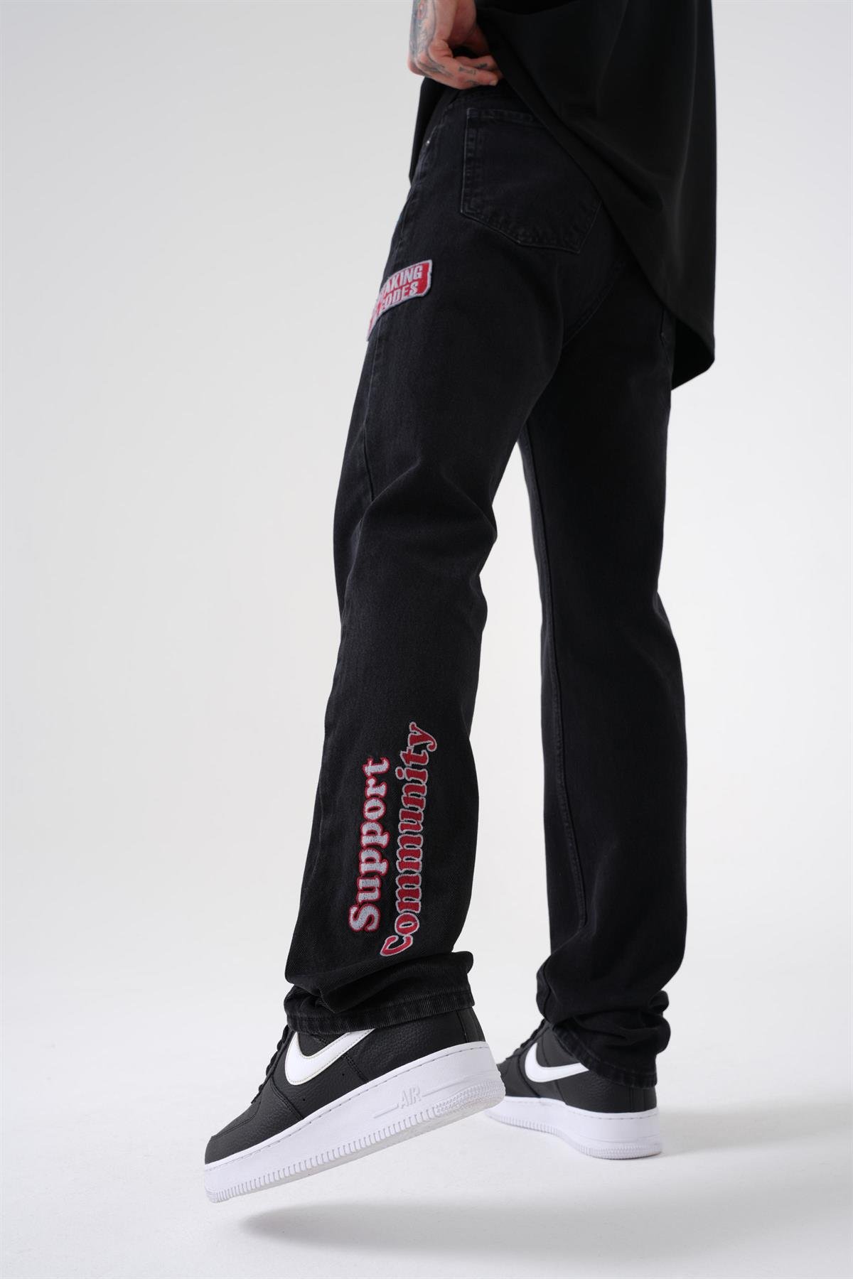 RISING STAR TALL FIT JEANS EFEKTLİ SİYAH