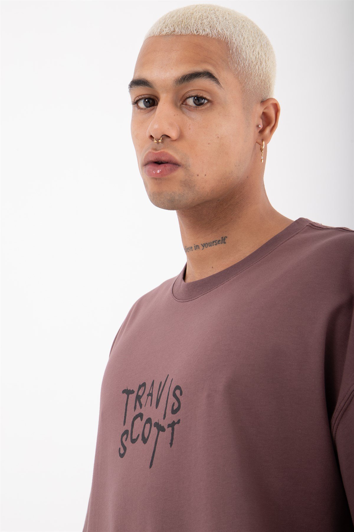 Oversize Astroworld Baskılı Pamuklu T-Shirt MÜRDÜM