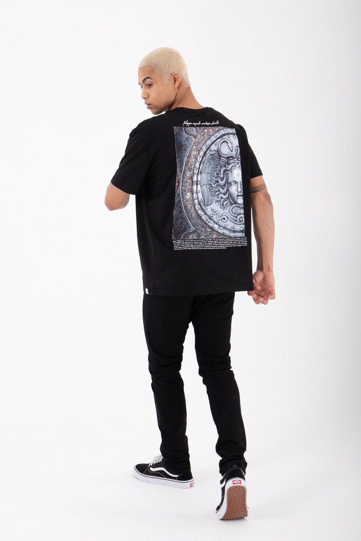 Regular Medusa Baskılı Pamuklu T-Shirt SİYAH