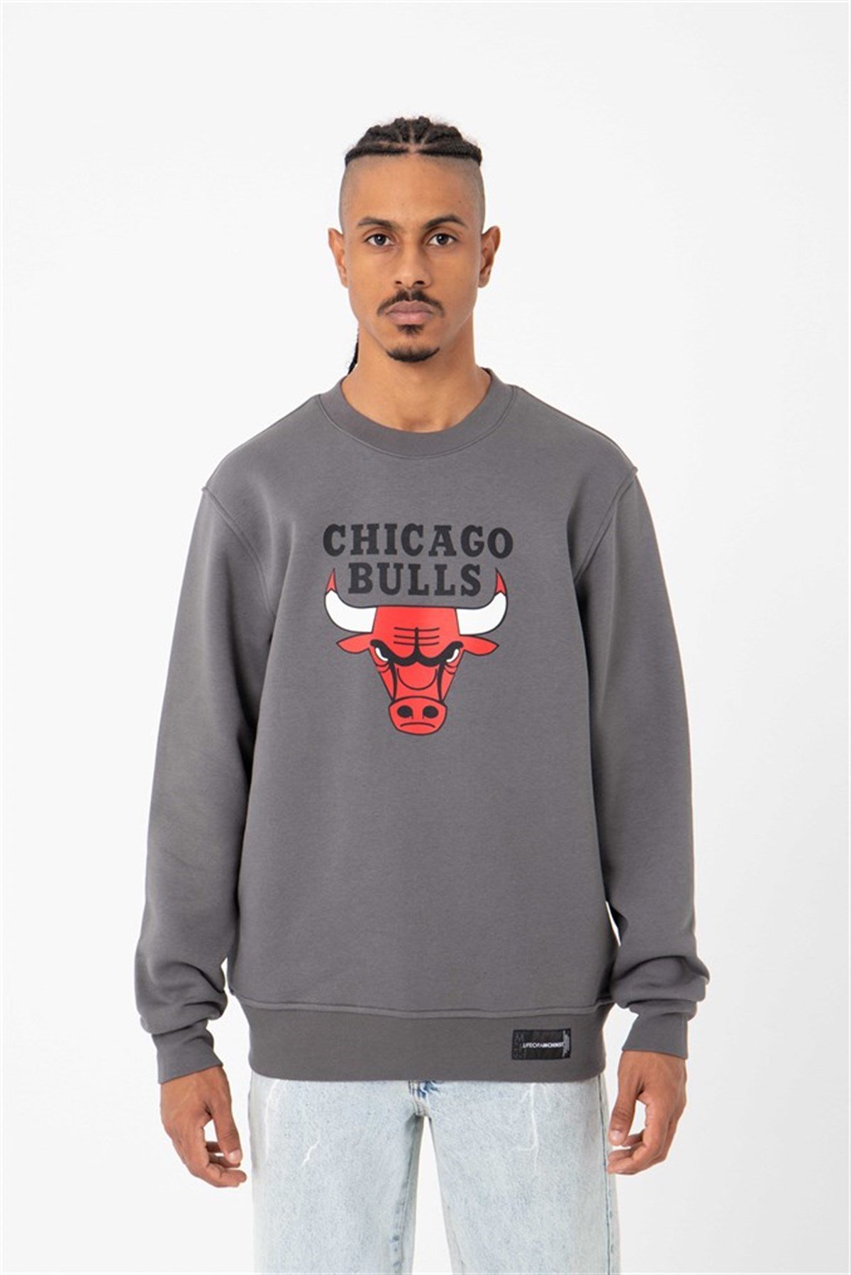 Chicago Bulls Regular Şardonlu Füme Sweatshirt