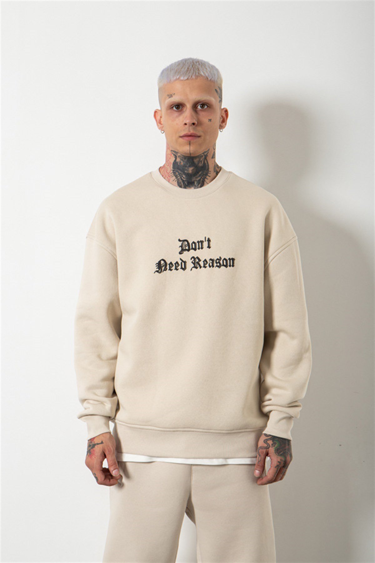 Oversize Don't Need Reason Baskılı Sweatshirt DUMAN