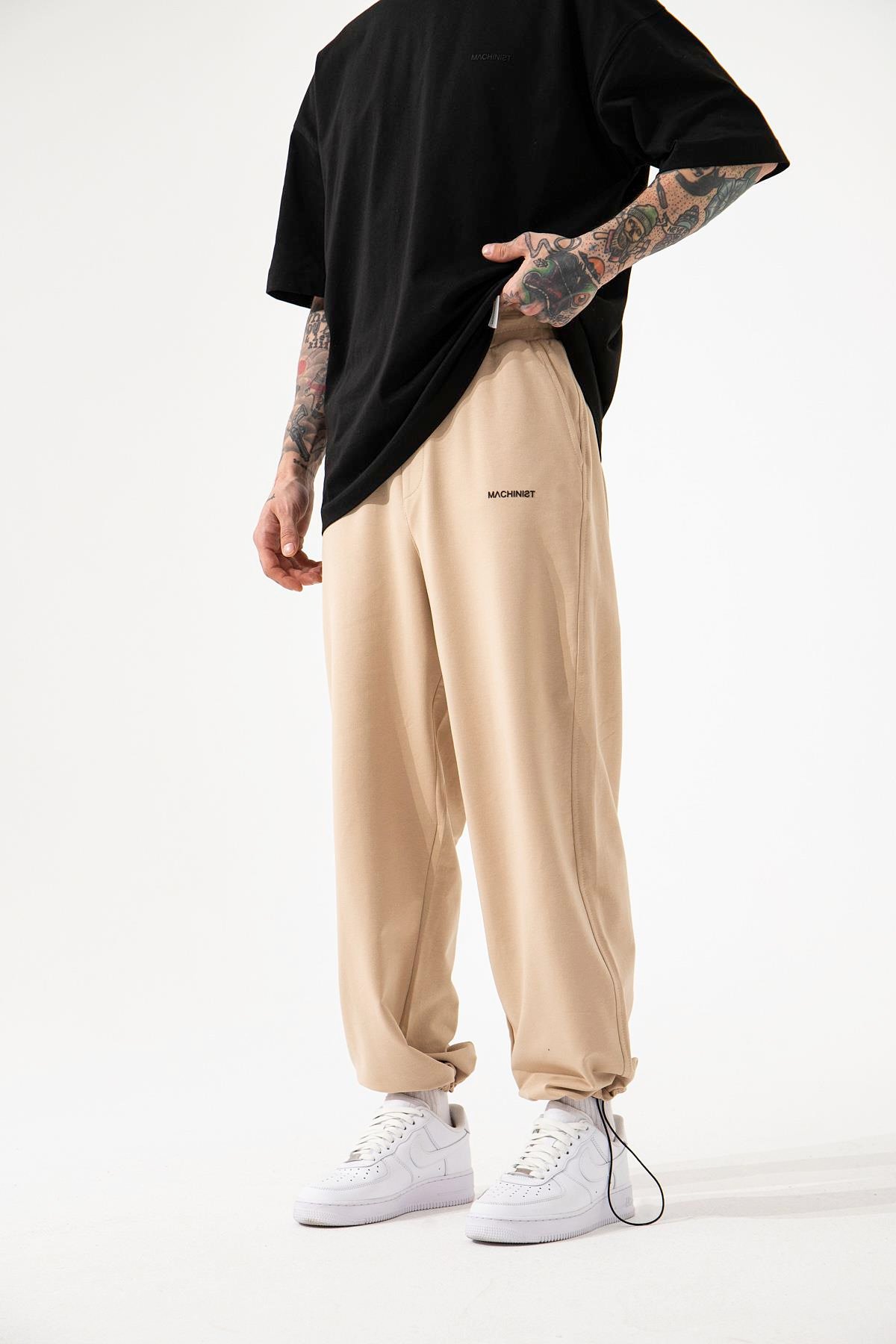 OVERSIZE BASIC BAGGY EŞOFMAN ALTI BEJ