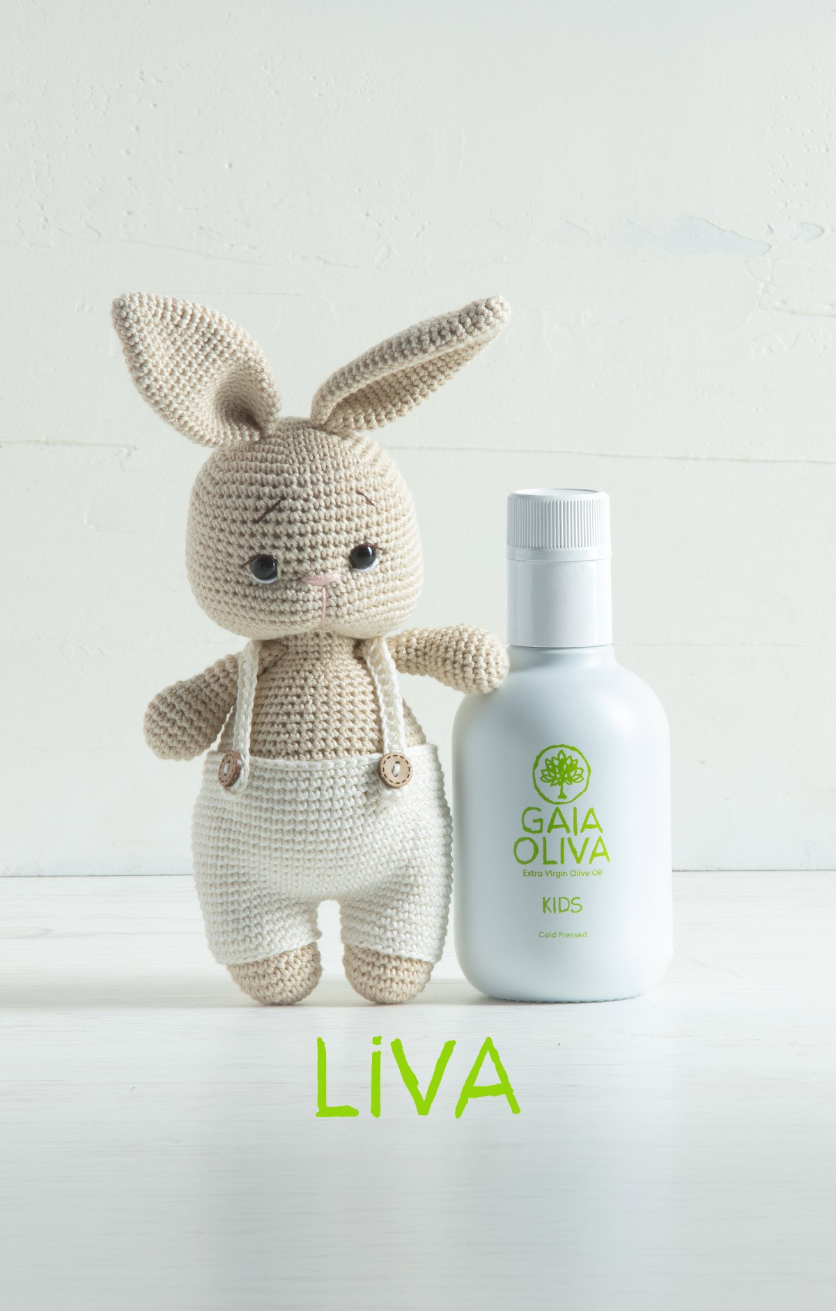 KIDS Çocuklara Özel Zeytinyağı ve El Yapımı Liva Amigurumi Tavşan Seti