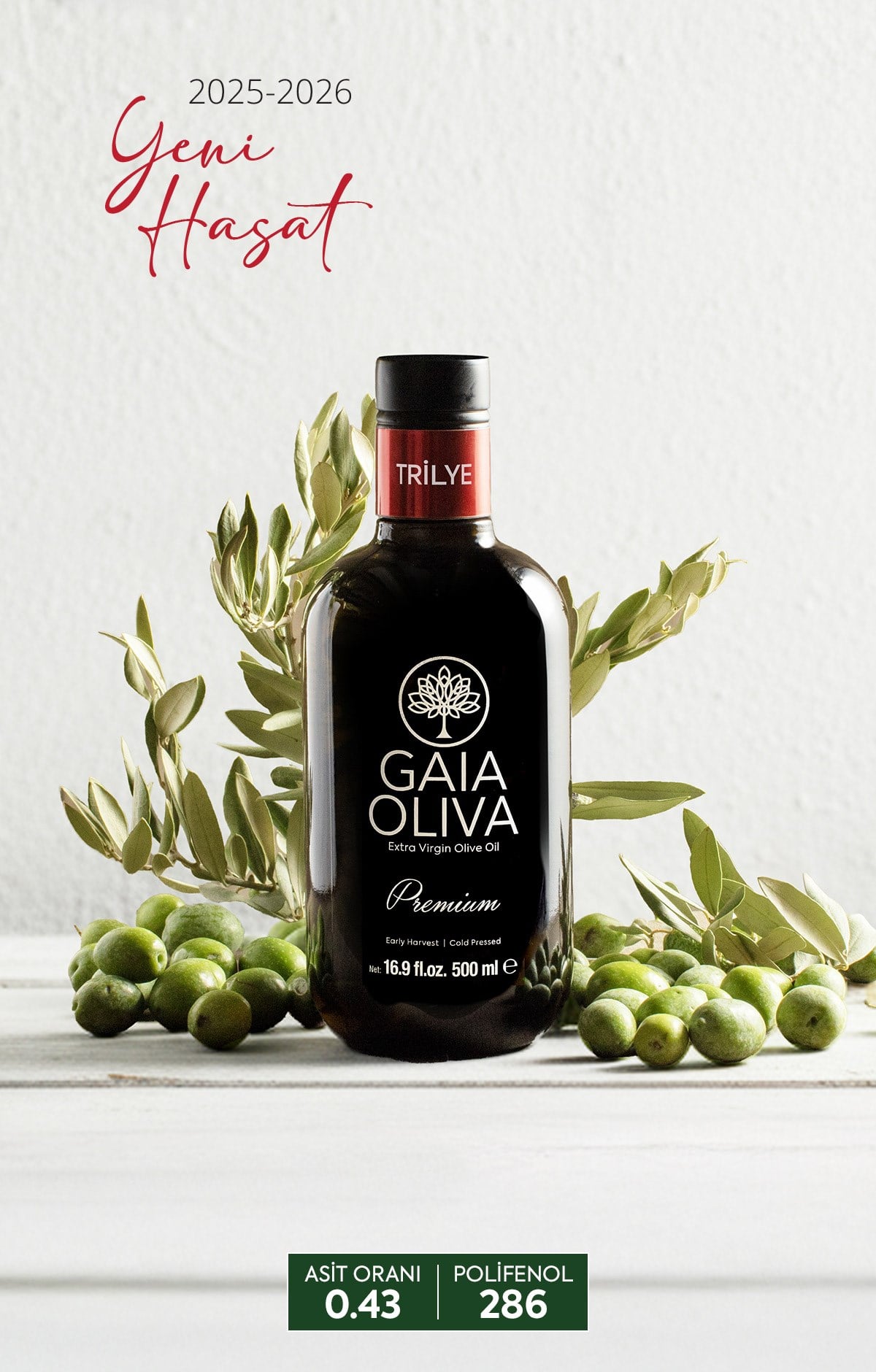Premium Trilye 500 ml Erken Hasat Natürel Sızma Zeytinyağı (Yeni Hasat)