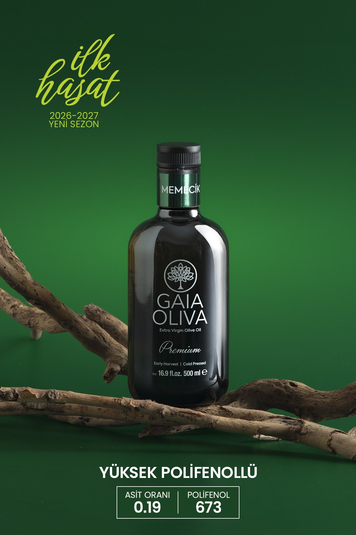 Premium Memecik 500 ml Erken Hasat Natürel Sızma Zeytinyağı (İlk Hasat)