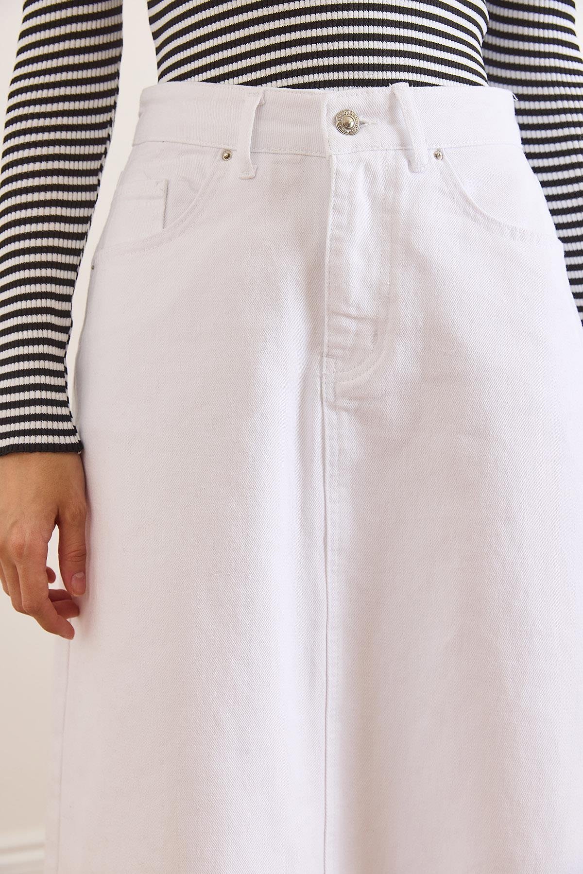 A Form Cepli Maxi Denim Etek Beyaz