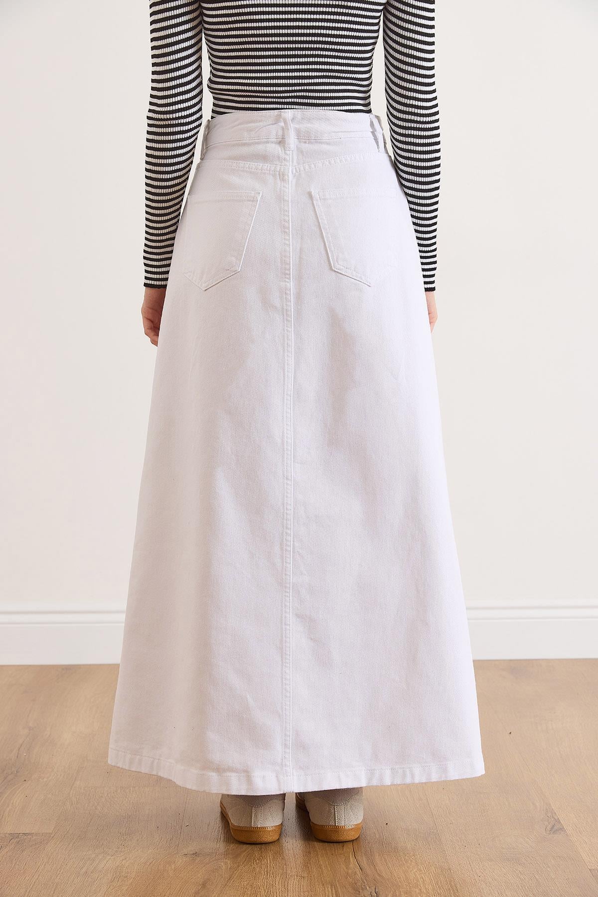 A Form Cepli Maxi Denim Etek Beyaz