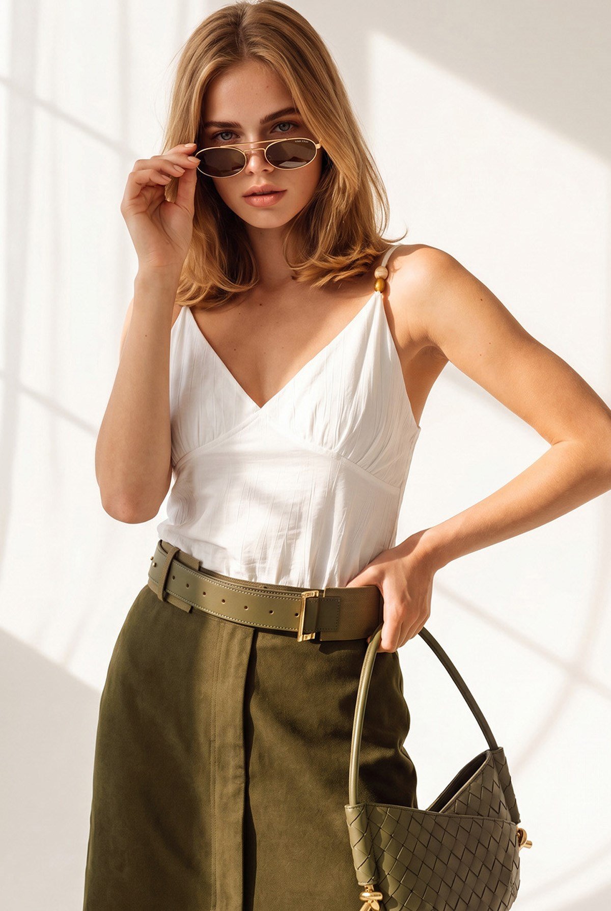 Askısı Ayarlanabilir Boncuk Detaylı Crop Bluz Beyaz