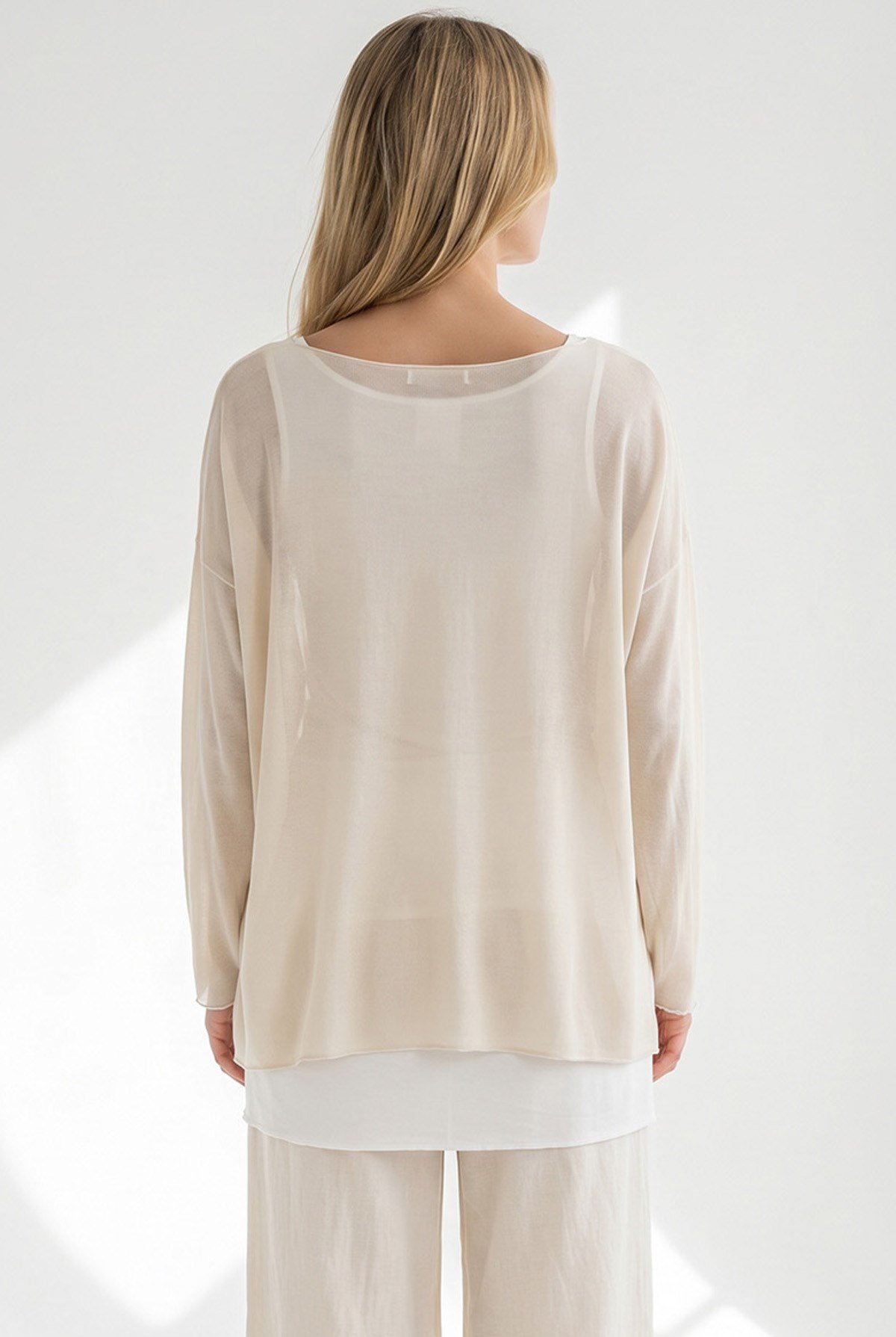 Boho Kolyeli 2 Li Loose Fit Bluz Bej