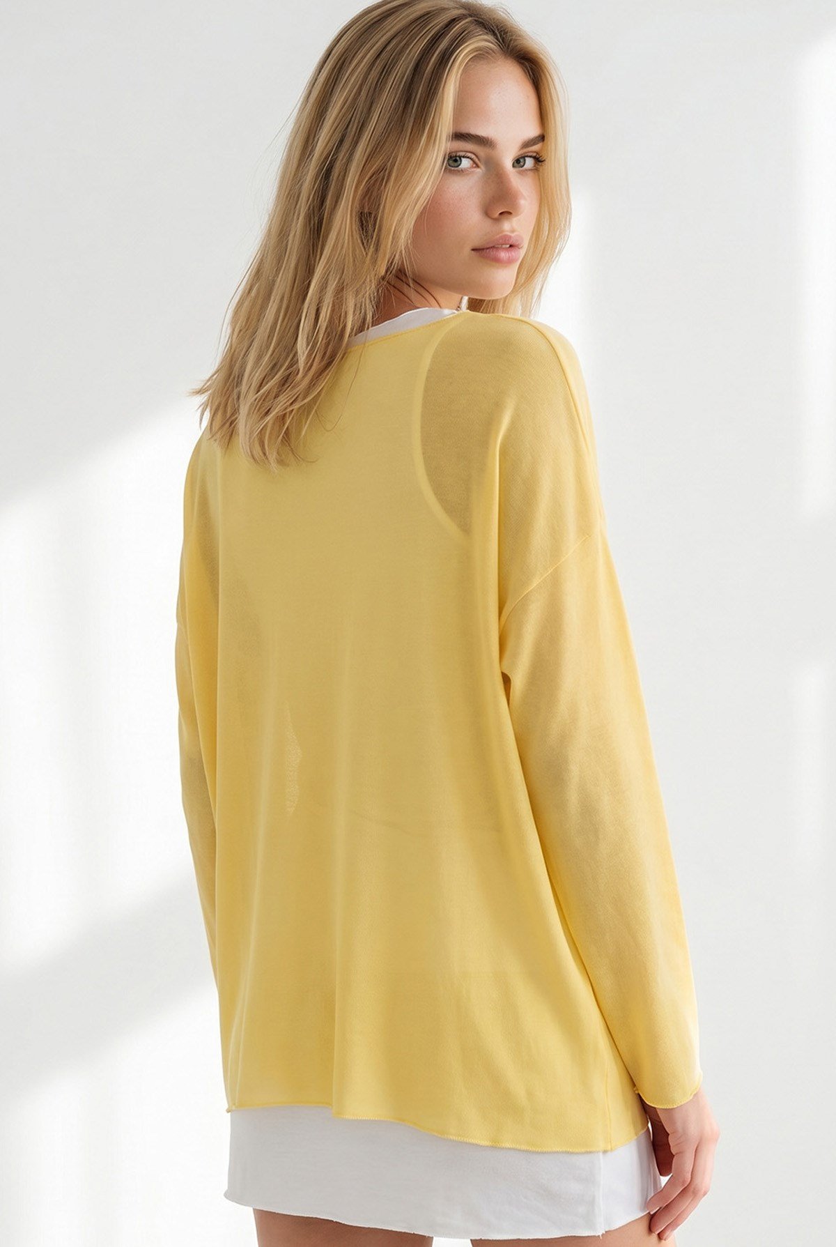 Boho Kolyeli 2 Li Loose Fit Bluz Sarı