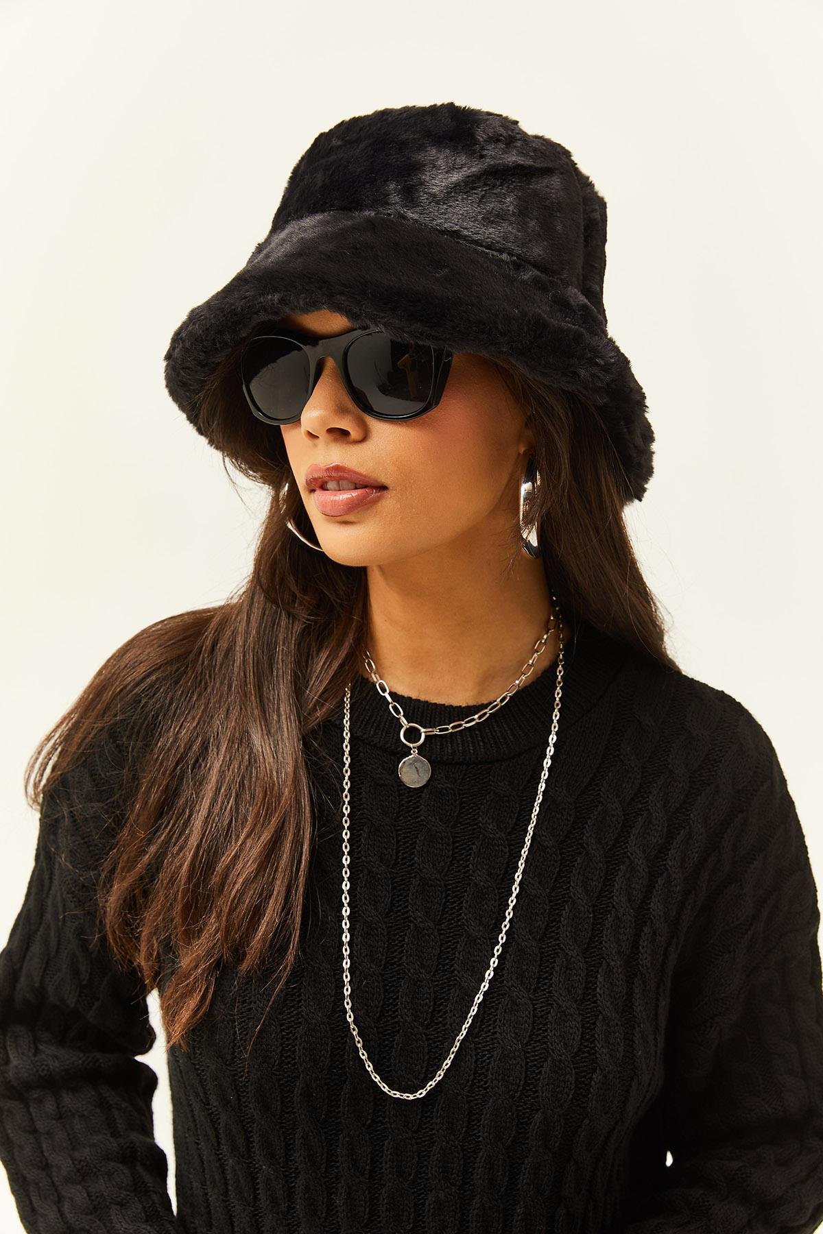 Bucket Şapka Peluş Siyah