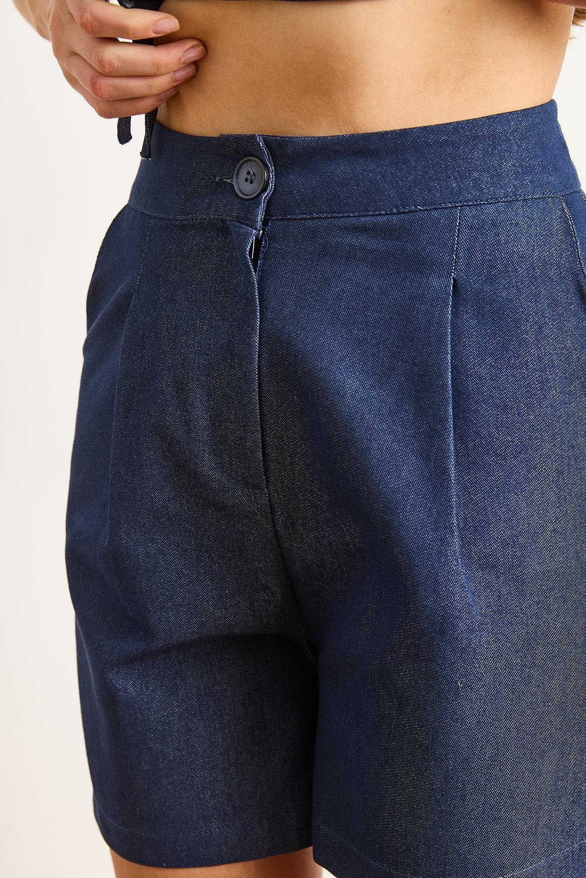 Cepli Çan Denim Şort Lacivert