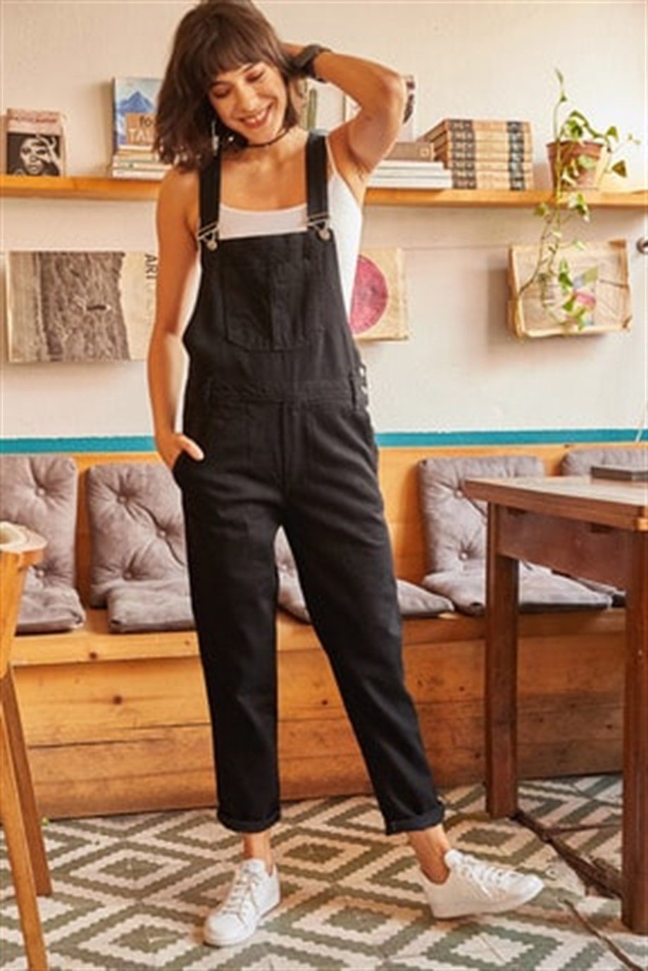 Denim Bahçıvan Salopet Siyah