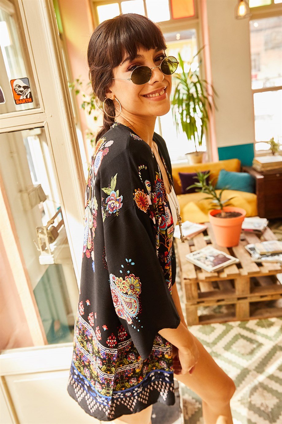 Eteği Sulu Kimono Siyah
