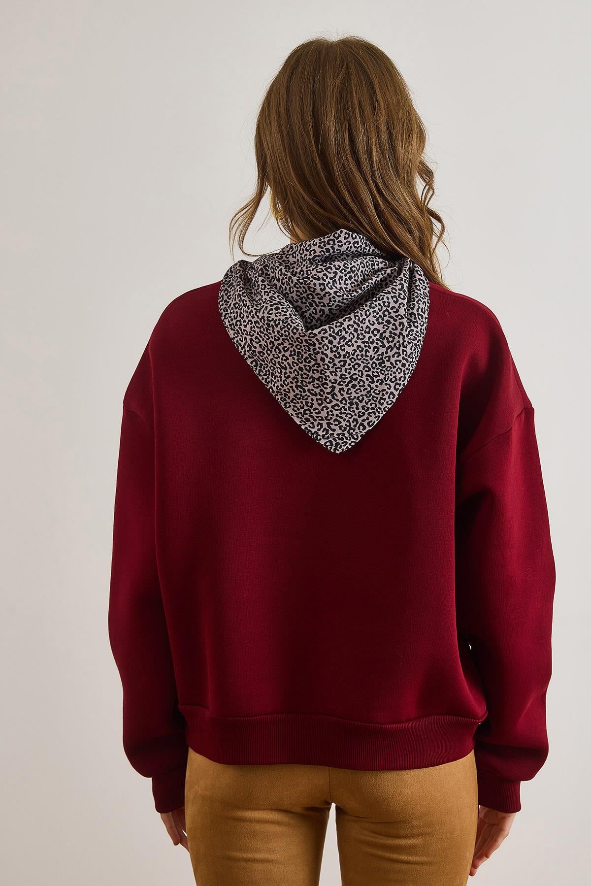 Fular Detaylı Şardonlu Sweatshirt Bordo