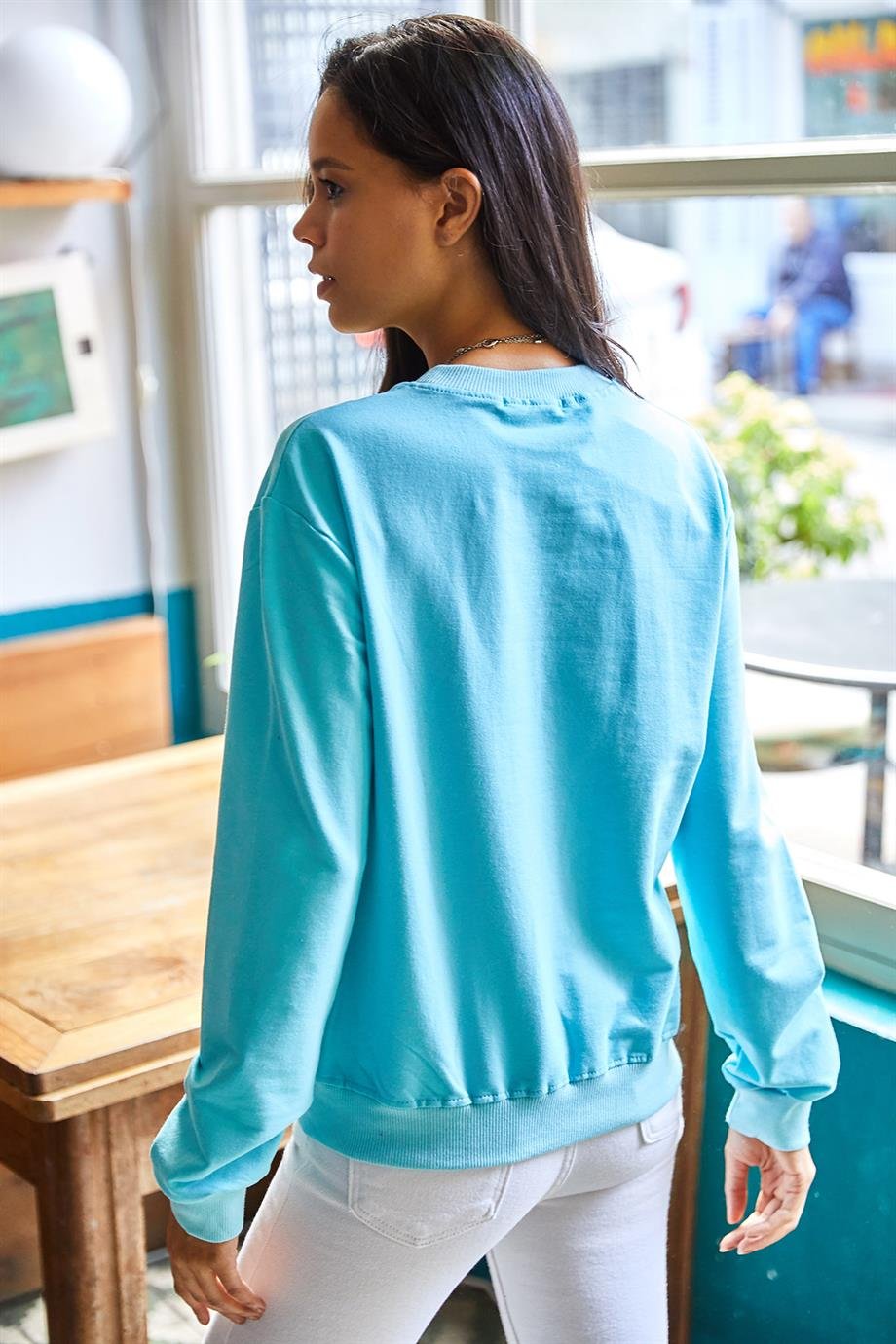 Göz Nakışlı Mevsimlik Sweatshirt Bebe Mavi