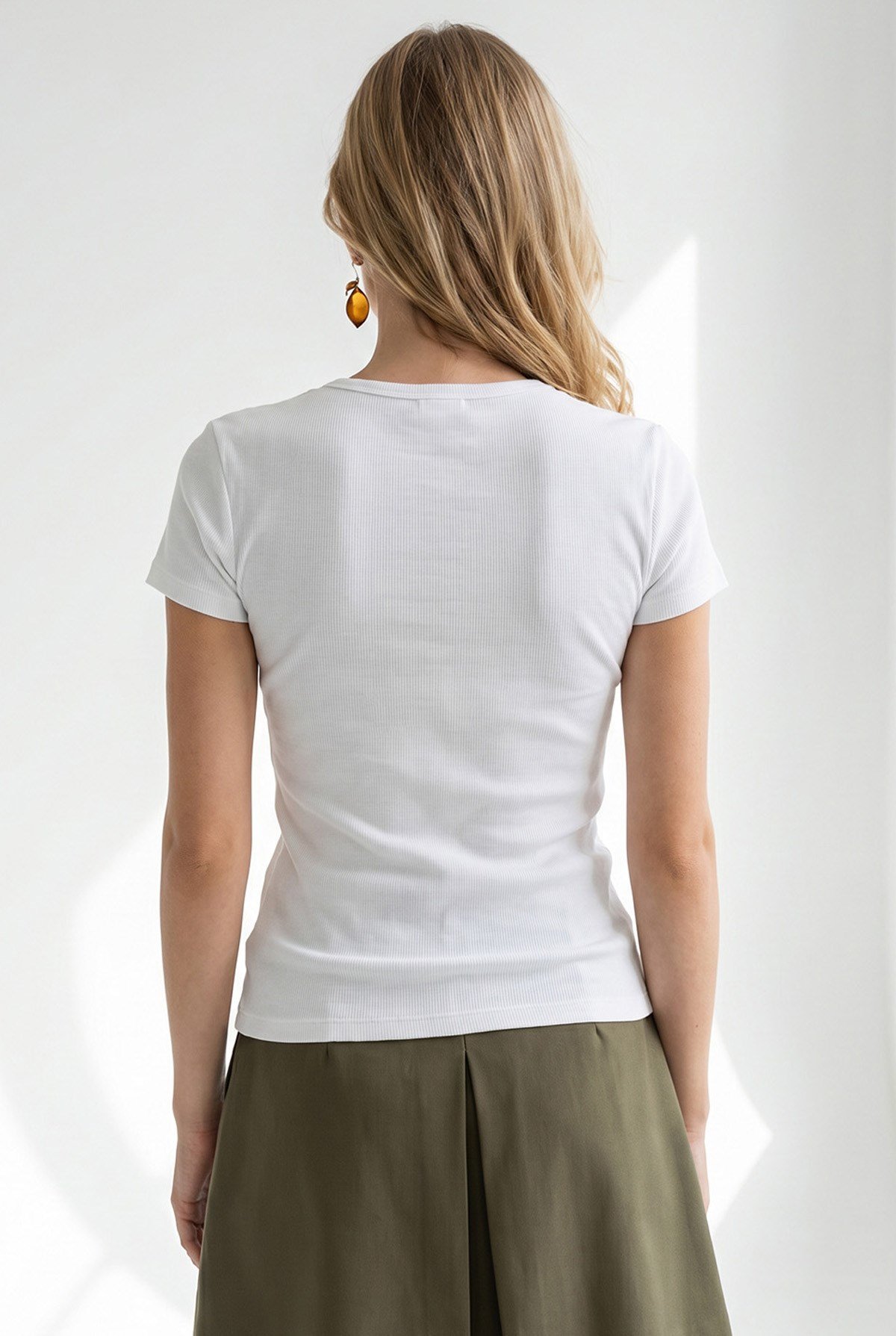 Nakışlı Pamuk Crop Kaşkorse Bluz Beyaz