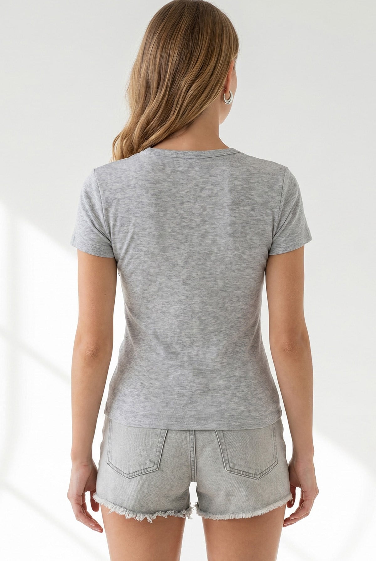 Nakışlı Pamuk Crop Kaşkorse Bluz Gri