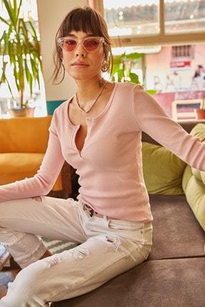 Patlı Kaşkorse Bluz Pudra