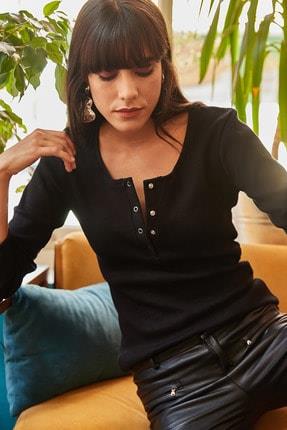 Patlı Kaşkorse Bluz Siyah