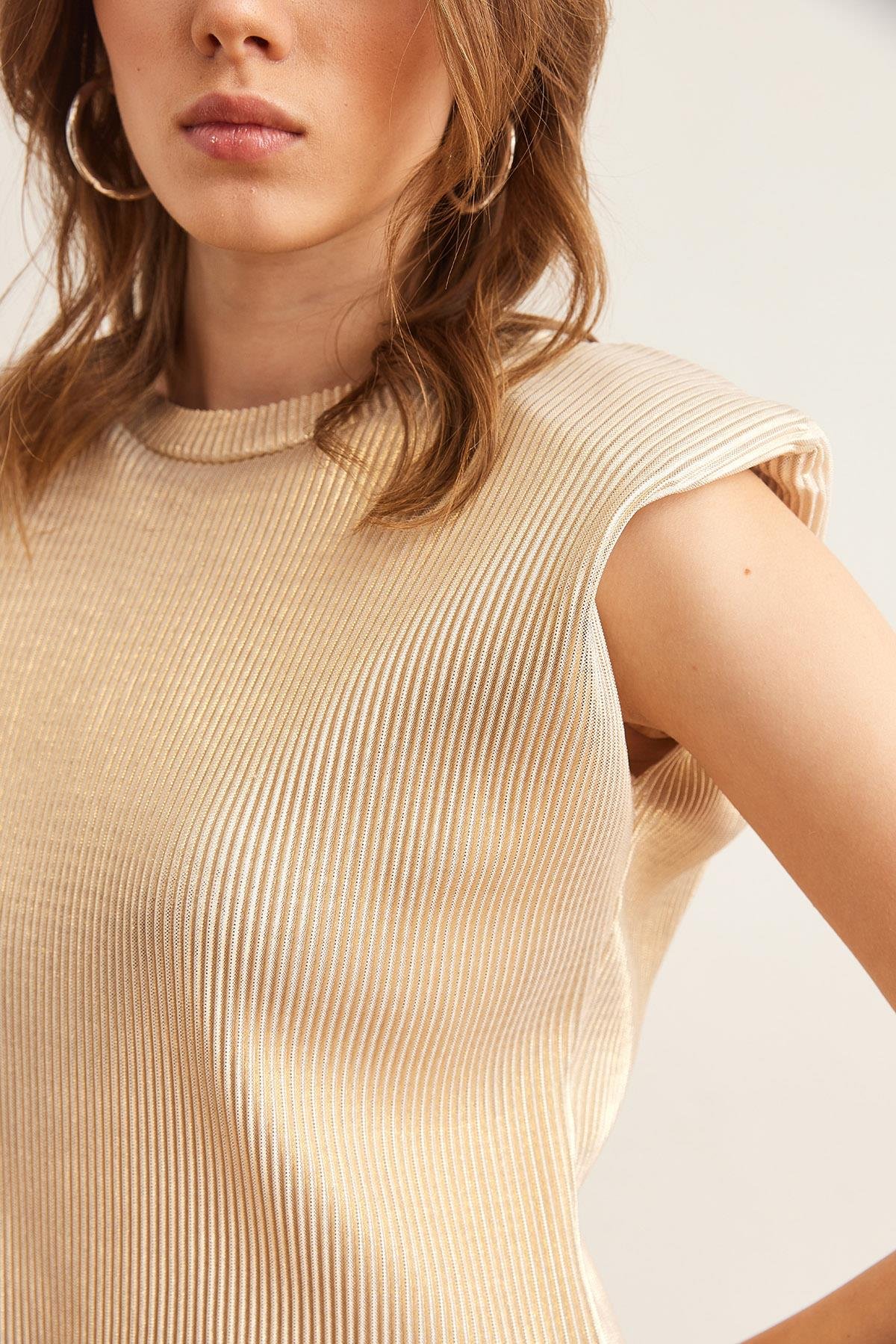 Vatkalı Pilise Crop Bluz Gold