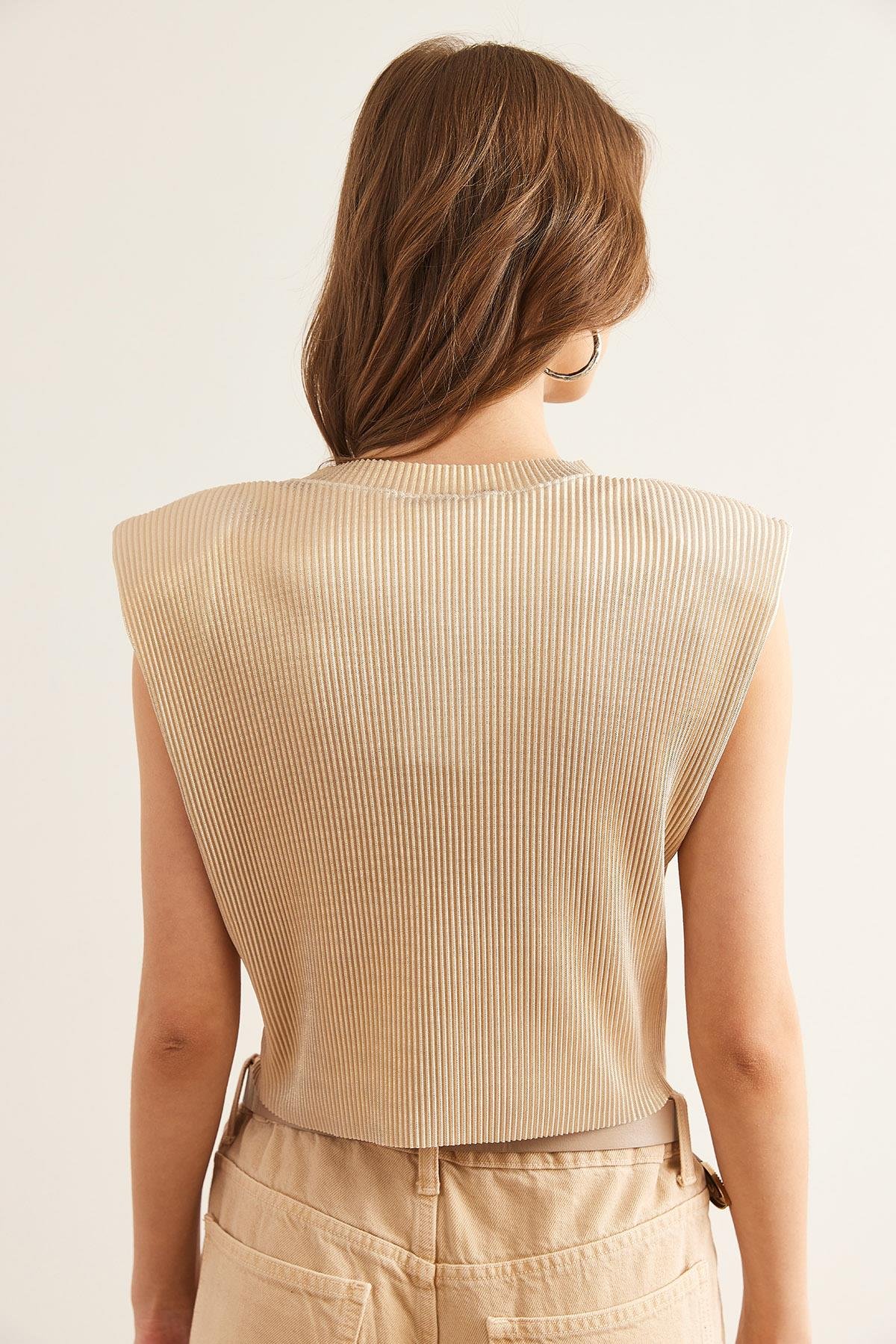 Vatkalı Pilise Crop Bluz Gold
