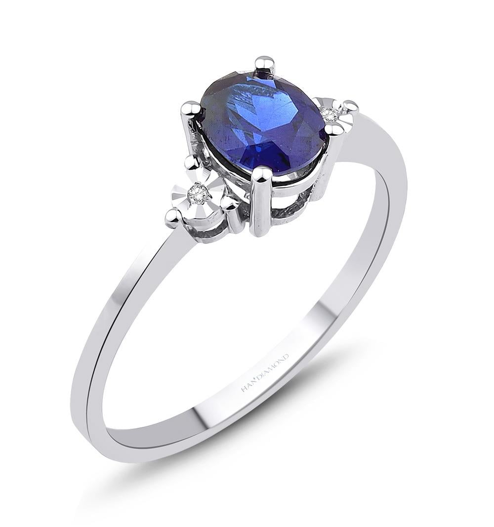 0.77 Karat Pırlanta Safir Yüzük