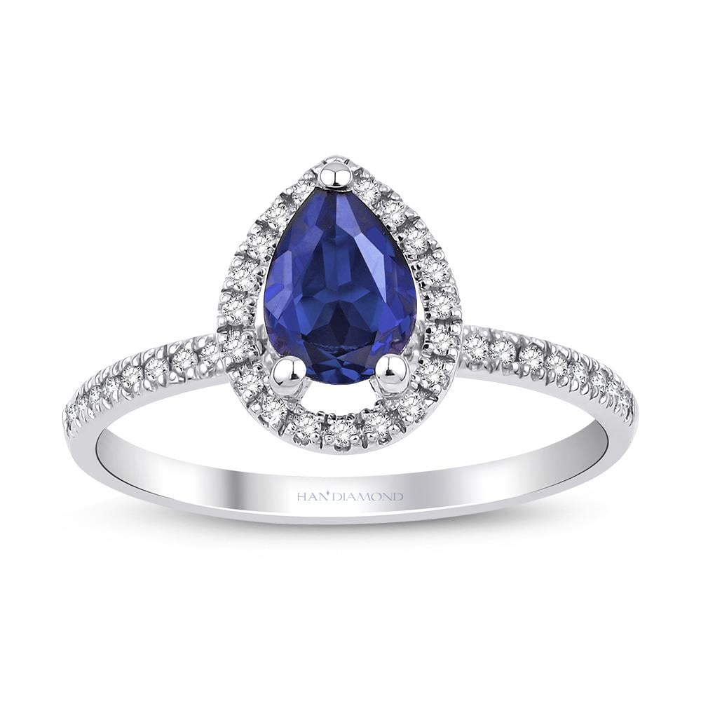 0.78 Karat Safir Damla Kesim Pırlanta Safir Yüzük