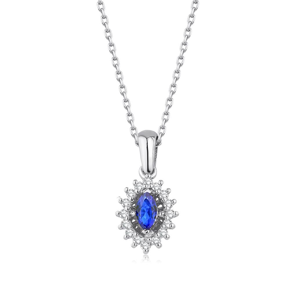 0.28 Karat Pırlanta Safir Kolye