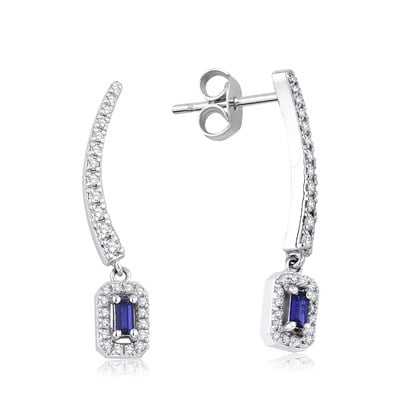 0.39 Karat Pırlanta Safir Küpe