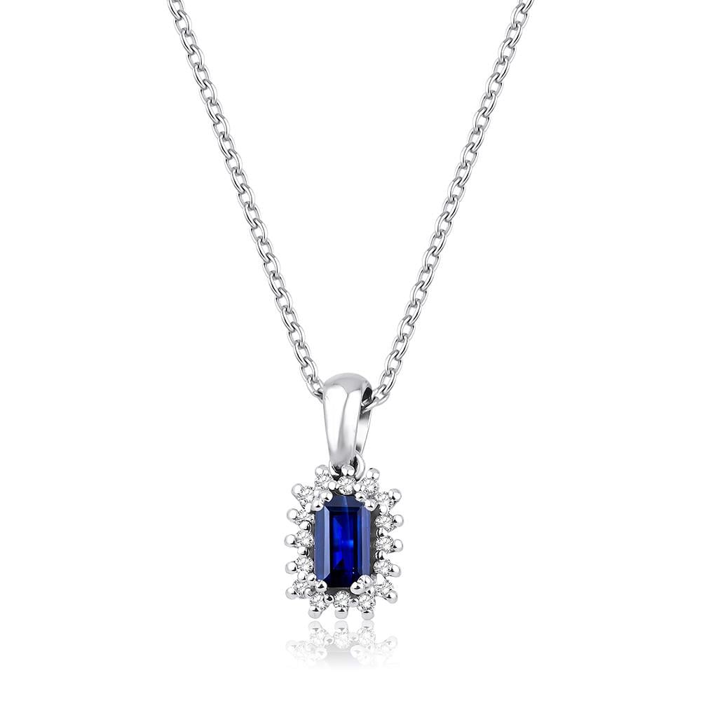 0.45 Ct Pırlanta Safir Kolye