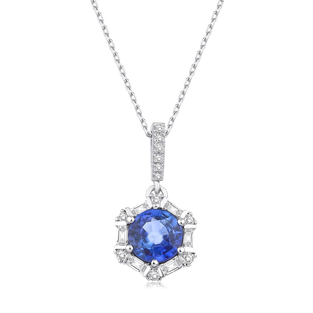1.35 Karat Pırlanta Safir Kolye