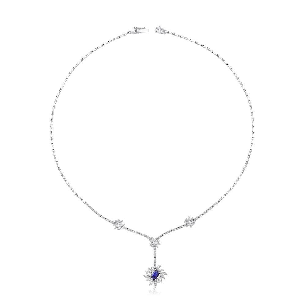 1.44 Ct Pırlanta Safir Tasarım Kolye