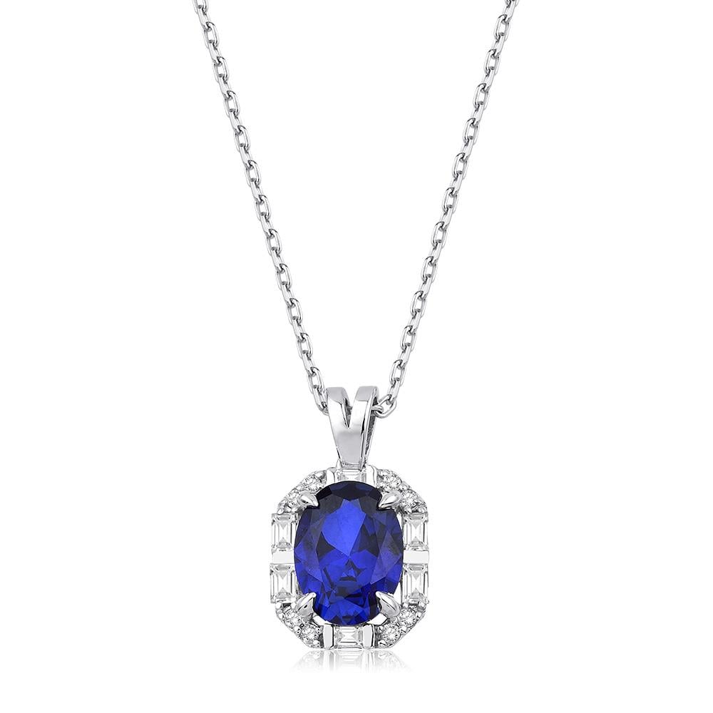 1.66 Ct Pırlanta Safir Kolye
