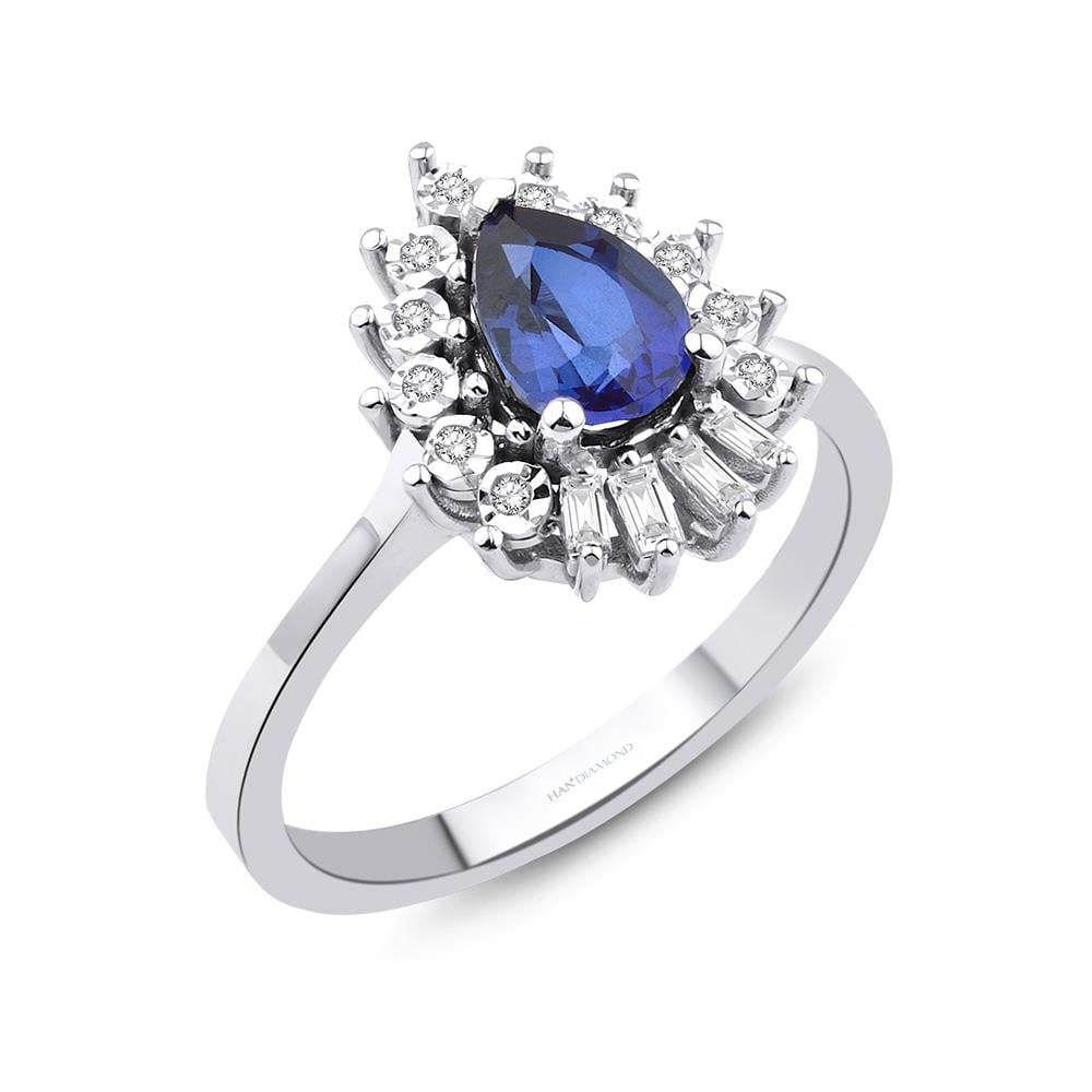 1,12 Karat Pırlanta Safir Yüzük