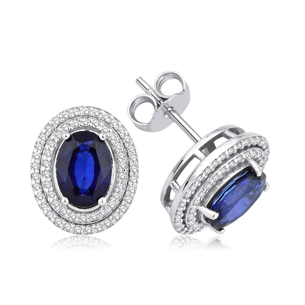 2.31 Ct Pırlanta Safir Küpe