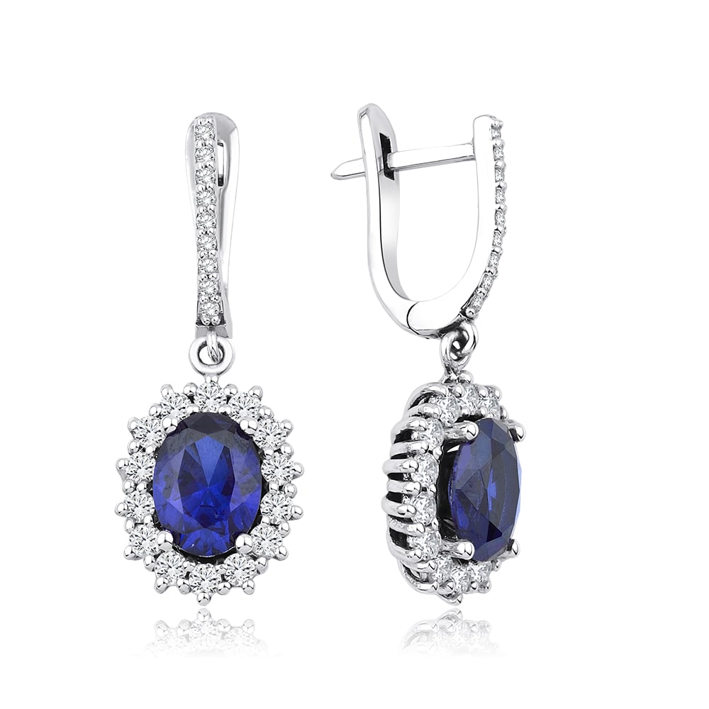 3,71 Karat Pırlanta Safir Küpe