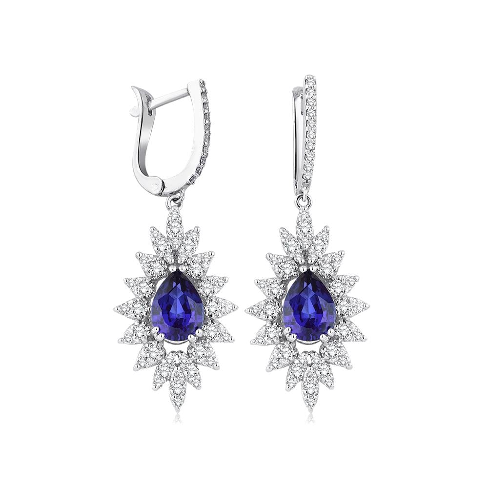 4.15 Karat Pırlanta Safir Küpe